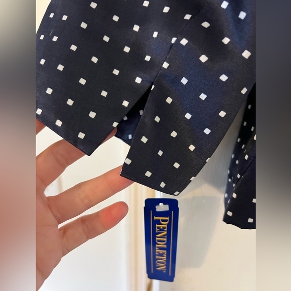 PENDLETON Women's Navy Polka Dot Jacket SIZE 12 silk/cotton blend NWT (J100) - Picture 9 of 9